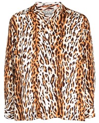 Chemise à manches longues imprimée léopard blanche Wacko Maria