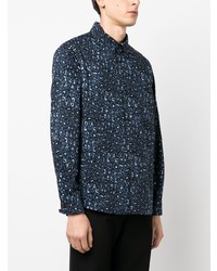 Chemise à manches longues imprimée léopard bleu marine A.P.C.