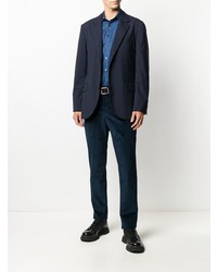 Chemise à manches longues imprimée léopard bleue Etro