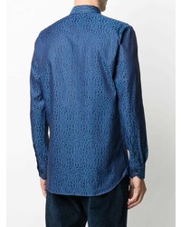 Chemise à manches longues imprimée léopard bleue Etro