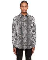 Chemise à manches longues imprimée léopard grise Just Cavalli