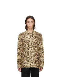 Chemise à manches longues imprimée léopard jaune
