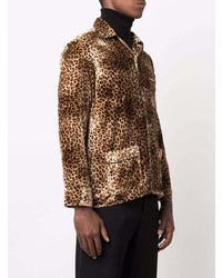 Chemise à manches longues imprimée léopard marron clair Ernest W. Baker