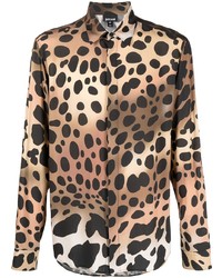Chemise à manches longues imprimée léopard marron clair Just Cavalli