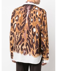 Chemise à manches longues imprimée léopard marron clair Marni
