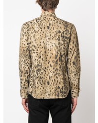 Chemise à manches longues imprimée léopard marron clair Tom Ford