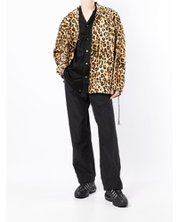Chemise à manches longues imprimée léopard marron clair Mastermind World