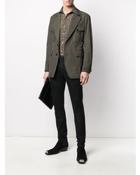 Chemise à manches longues imprimée léopard marron clair Tom Ford