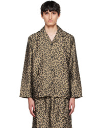 Chemise à manches longues imprimée léopard marron clair Needles