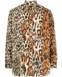 Chemise à manches longues imprimée léopard marron clair Needles