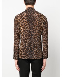 Chemise à manches longues imprimée léopard marron foncé Tom Ford