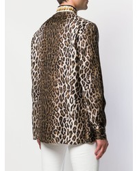 Chemise à manches longues imprimée léopard marron Versace