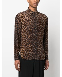 Chemise à manches longues imprimée léopard marron Tom Ford