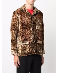 Chemise à manches longues imprimée léopard marron Ernest W. Baker