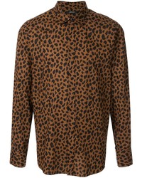 Chemise à manches longues imprimée léopard marron Loveless