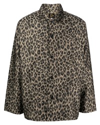 Chemise à manches longues imprimée léopard marron Needles