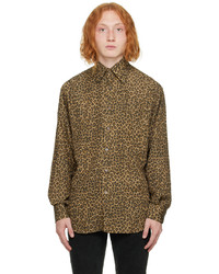 Chemise à manches longues imprimée léopard marron Tom Ford