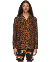 Chemise à manches longues imprimée léopard marron Wacko Maria