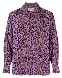 Chemise à manches longues imprimée léopard multicolore Wacko Maria