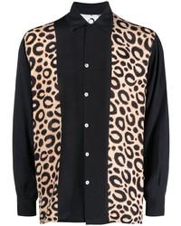 Chemise à manches longues imprimée léopard noire Endless Joy