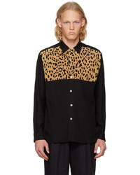Chemise à manches longues imprimée léopard noire Wacko Maria