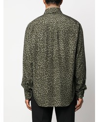 Chemise à manches longues imprimée léopard olive Tom Ford