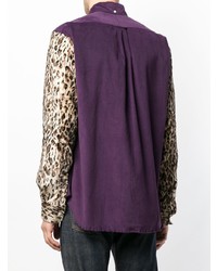 Chemise à manches longues imprimée léopard pourpre foncé Gitman Vintage
