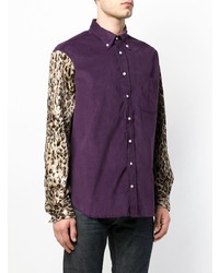 Chemise à manches longues imprimée léopard pourpre foncé Gitman Vintage