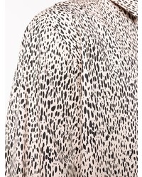 Chemise à manches longues imprimée léopard rose