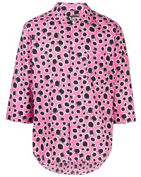 Chemise à manches longues imprimée léopard rose Black Comme Des Garçons