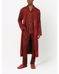 Chemise à manches longues imprimée léopard rouge Dolce & Gabbana