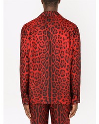 Chemise à manches longues imprimée léopard rouge Dolce & Gabbana
