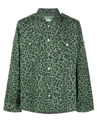 Chemise à manches longues imprimée léopard vert foncé Vyner Articles