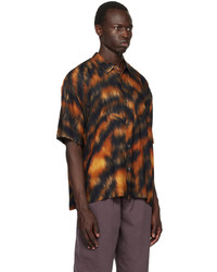 Chemise à manches longues imprimée marron foncé Stussy