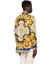 Chemise à manches longues imprimée marron foncé Versace