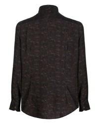 Chemise à manches longues imprimée marron foncé Corneliani