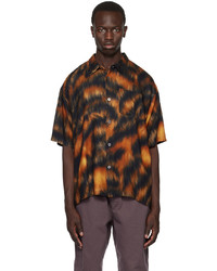 Chemise à manches longues imprimée marron foncé Stussy