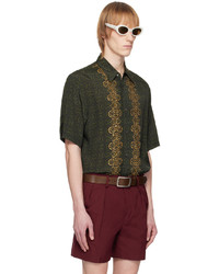 Chemise à manches longues imprimée marron Dries Van Noten