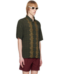 Chemise à manches longues imprimée marron Dries Van Noten