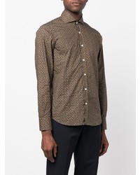 Chemise à manches longues imprimée marron Canali