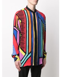 Chemise à manches longues imprimée multicolore Balmain