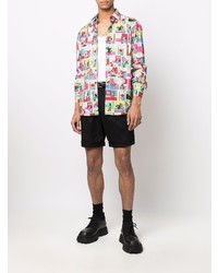 Chemise à manches longues imprimée multicolore Moschino