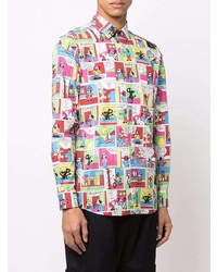 Chemise à manches longues imprimée multicolore Moschino