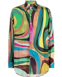 Chemise à manches longues imprimée multicolore Costumein
