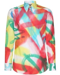 Chemise à manches longues imprimée multicolore Dolce & Gabbana