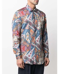 Chemise à manches longues imprimée multicolore Etro