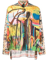 Chemise à manches longues imprimée multicolore Givenchy