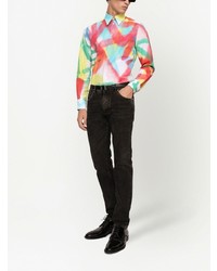 Chemise à manches longues imprimée multicolore Dolce & Gabbana