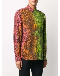 Chemise à manches longues imprimée multicolore Just Cavalli