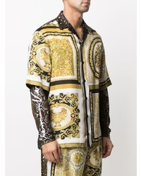 Chemise à manches longues imprimée multicolore Versace